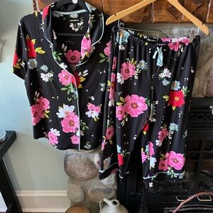 Room Service new Black and Pink Floral Pajama Set
